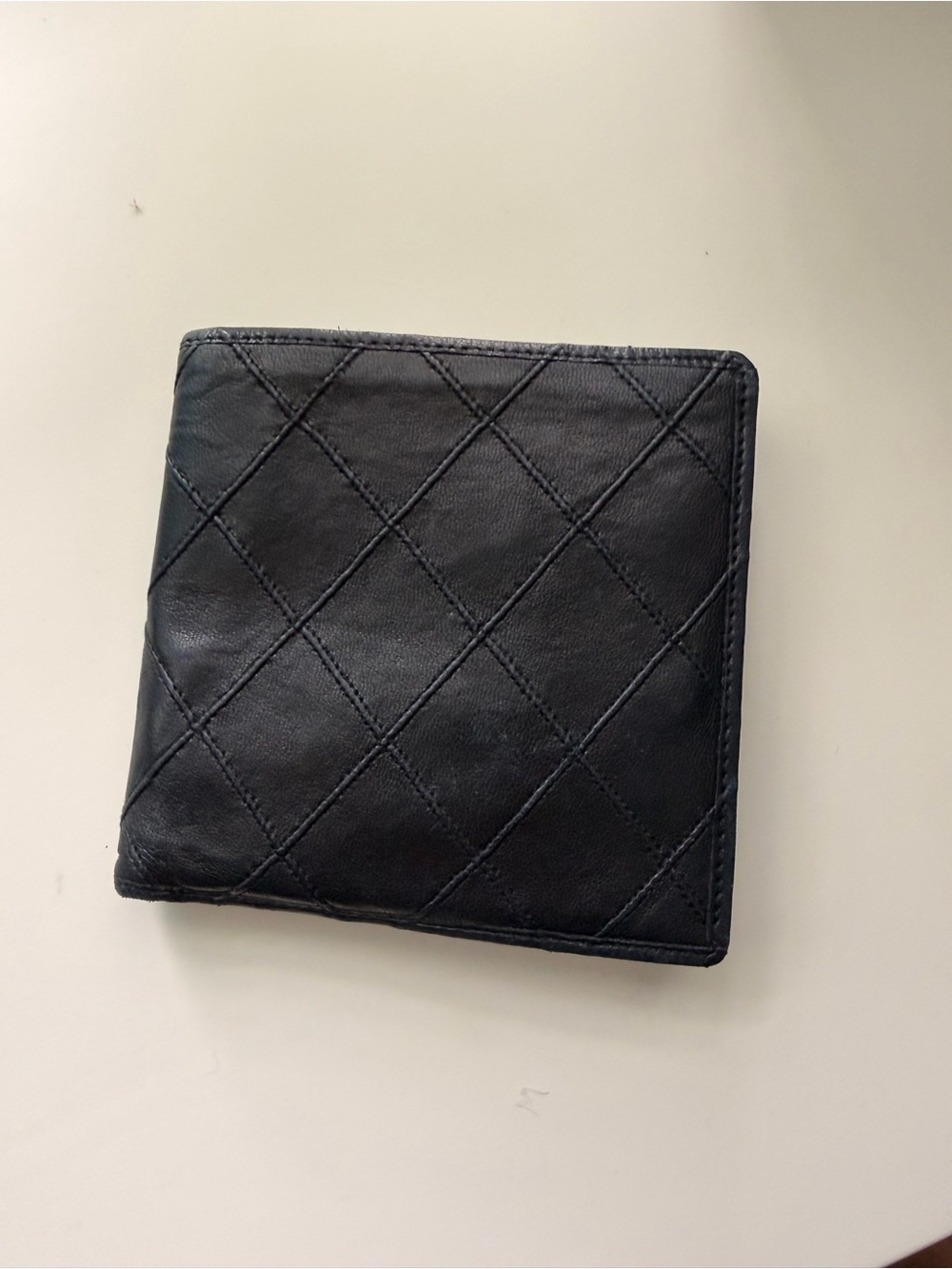 Chanel Vintage Men’s Quilted Leather Bifold Wallet with COA